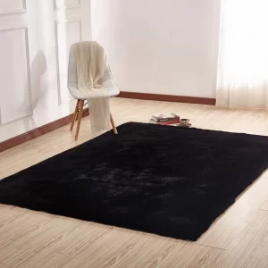 Alfombras de colores lisos con tacto suave de conejo sintético y sensación de chinchilla