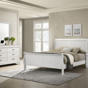 Juego de dormitorio Louis Philippe de 4 piezas Queen en blanco