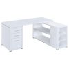Escritorio para computadora Yvette de 60 pulgadas en forma de L con 3 cajones, color blanco — foto 1