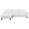 Sofá seccional Caspian con chaise longue y brazos curvos, tapizado, color blanco — foto 5